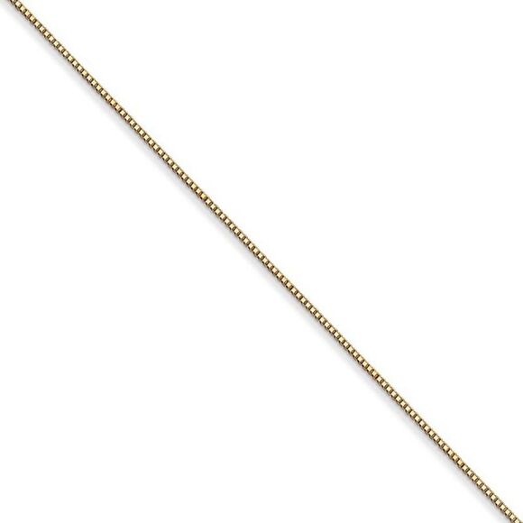 0.5mm, 14k Yellow Gold Solid Box Chain Necklace, 18 Inch - Picture 1 of 8